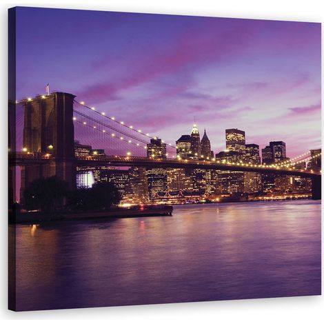 Tableau sur toile Pont de New York City Violet 40x40 (1/5)