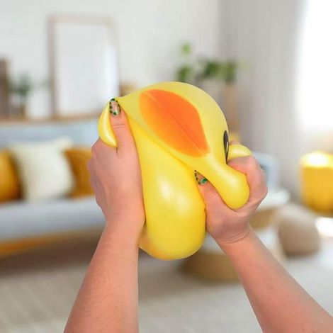 Canard Squishy Jumbo, balle anti-stress géante et moelleuse à presser, jouet anti-anxiété original pour adultes et utilisation au bureau (Jaune) (1/4)