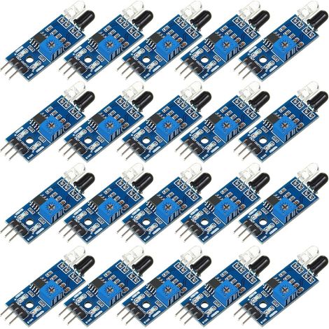 20 Pièces Module de Capteur d'Évitement d'Obstacles Infrarouge IR Module de Capteur Photoélectrique Réfléchissant à 3 Fils Compatible avec 3/ Robot de Voiture Intelligent (1/5)