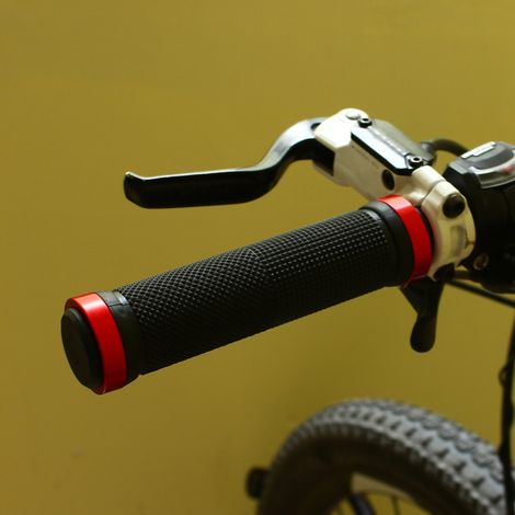 Paire de poignées de guidon confortables pour vélo, avec système de verrouillage, accessoire de cyclisme rouge. (1/5)