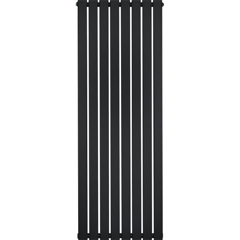 Radiateur Plat à 1 Colonne 1600 x 560 mm en Acier Carbone Noir Chauffage Centrale Moderne Verticale Monté Sur Mur Cuisine Salle de Bain [Brosse de Nettoyage & Supports INCLUSES]