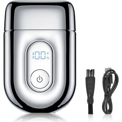 Herrenrasierer, Elektrorasierer, Minirasierer mit Doppelklinge, wasserdicht (IPX7), 90 Minuten Akkulaufzeit, LED-Anzeige, Reisesicherung, 32 x 23 x 2 cm (1/5)
