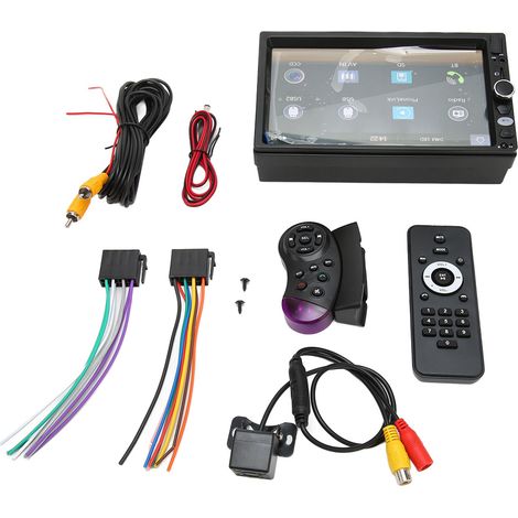 Autoradio Bluetooth 5.1 avec écran tactile 7 pouces, Mirror Link, commandes au volant, caméra de recul et lecteur MP5