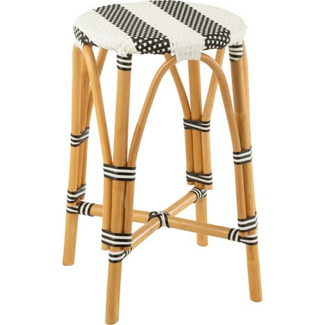 Tabouret de Bar en Rotin "Danial" 65cm Noir
