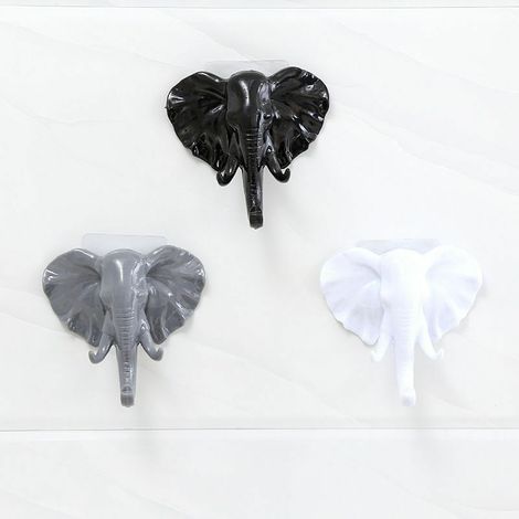 Tête d'éléphant - Décoration murale moderne en résine - Crochet créatif pour la maison, le salon, la chambre à coucher, la présentation de bijoux, les clés, les écharpes, les sacs, les manteaux (noir (1/5)