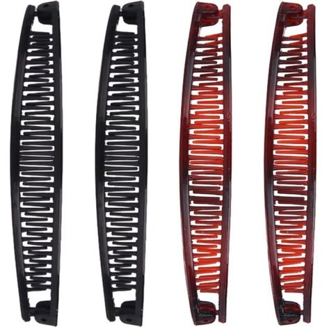 Pinces à Banane,4 Pièces Queue de Poisson Clip pour Femmes Classique Pinces à Cheveux Longs Banane Française Peigne à Cheveux Porte-Queue de Cheval Banane,pour le Sport la vie pour Femmes et Filles (1/5)