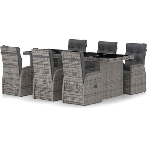 Maison Exclusive - Set da Pranzo per Esterni 7 pz con Cuscini in Polyrattan Grigio (1/5)
