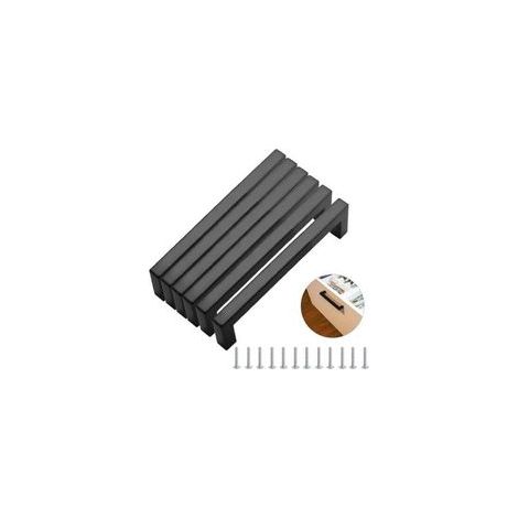 Set di 6 maniglie per mobili da cucina, maniglie nere per ante della cucina, interasse fori 128 mm, maniglie per mobili in acciaio inox, maniglie per mobili da cucina, maniglie per cassetti di armadi (1/4)