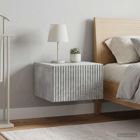 vidaXL Mobiletto da notte a muro con cassetto 2 pcs Grigio Cemento
