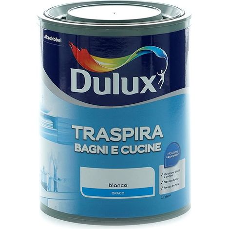Dulux Pittura per Interni Traspirante per Forte Umidità e Vapore, Buon Profumo, Ottimo per Cucina e Bagno, 1 Litro, Bianco, 1L (1/5)