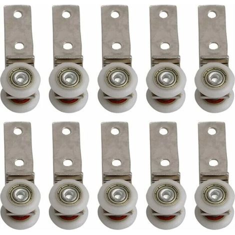 10 pack 1,9 cm Coude de conduit en métal Roulement Bloc de poulie avec deux Plastique de roue pour porte coulissante fenêtre Cabinet (1/4)