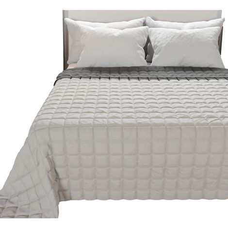 Couette 1,5 Places Reversible 220x260 cm en Microfibre, Couvre-lit Printemps, Couverture Réversible, Gris, 100% Fabriqué en Italie (1/5)