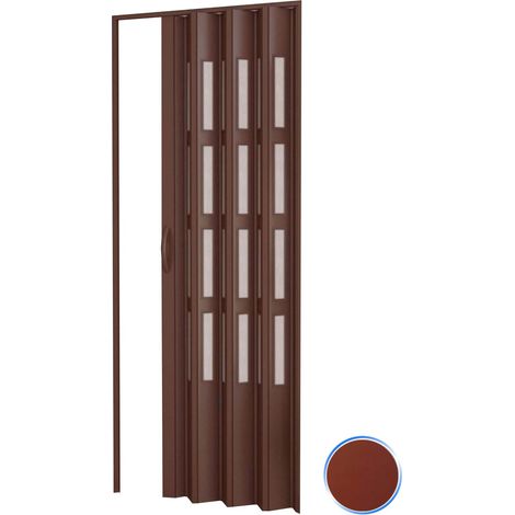 Porta a soffietto da interno in kit con vetri in PVC mod. Sonia Mogano 82x220 cm (1/3)