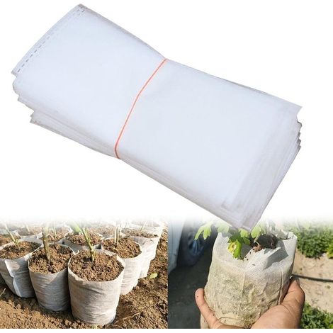 Paquete de 100 bolsas de cultivo de tela transpirable para plántulas, trasplantes y artículos de jardinería doméstica, 28 x 30 cm