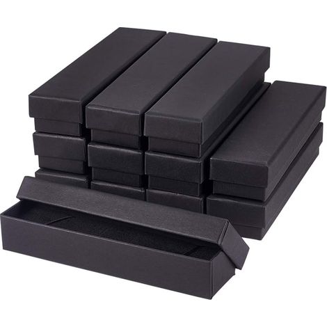 Pack de 12 Collier Noir Boîte à Bijoux en Carton 18x4.5x3cm Boîte (1/5)