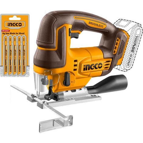 Sega a gattuccio senza fili INGCO 20V brushless CJSLI1008 110 mm legno 12 mm metallo
