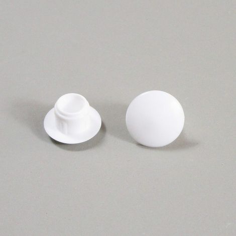 50 Bouchon Cache, Plastique Blanc, Diamètre 8mm, Tête Dôme, Pour Trou Alésage (1/5)