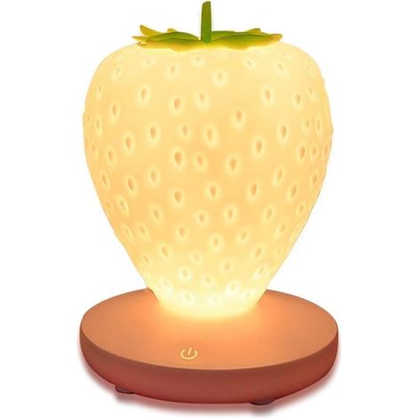 Lampe de table veilleuse LED à changement de couleur, motif fraise, pour chambre, commode, salon, chambre d'enfant, bureau, décoration de fête et cadeau (blanc) (1/3)