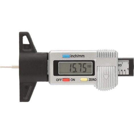 Jauge de profondeur d'inspection d'échelle de pneu numérique Lcd professionnel dans 0-25.4mm outil de mesure d'inspection de bande de roulement 0.01mm (1/5)