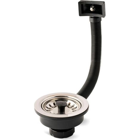 115-mm-Spülbeckenventil mit Spindel und Überlauf, Schwarz Spülbeckenablaufventil (1/5)