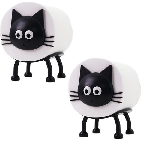 2 Pièces Porte-Rouleau de Papier Toilette en Forme de chat, Porte Papier Toilette Créatif, Autoportant, pour Salle de Bain, WC, Décoration et cadeau, Rangement (1/5)