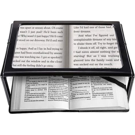 Loupe de lecture A4 pleine page, loupe de lecture mains libres rectangulaire sur pied avec 4 lumières LED, lentille grossissante 3x pour la lecture des personnes âgées et malvoyantes par Hmjunboys