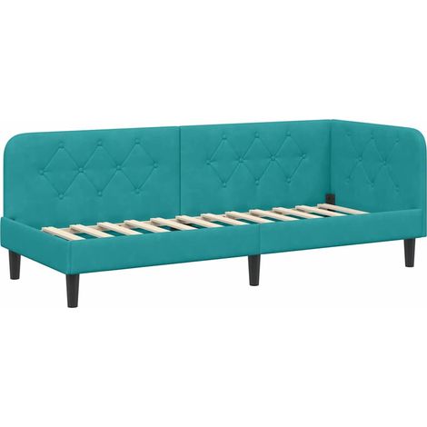 Maison Exclusive - Cornice del letto ad angolo Turchese 80 x 200 cm Velluto