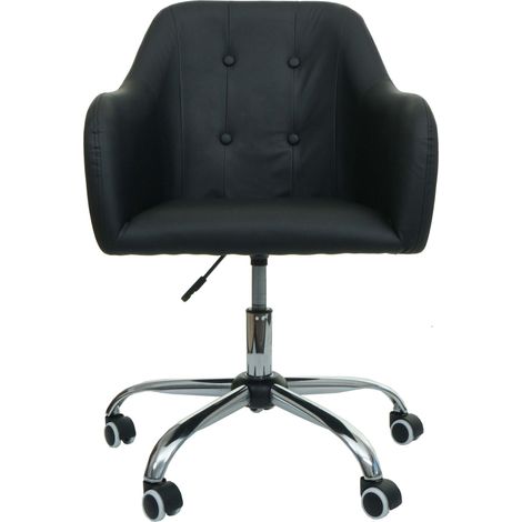 Poltrona sedia ufficio regolabile computer scrivania HHG-123 girevole braccioli, ecopelle nero
