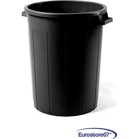 Bidone nero uso agricolo rifiuti no  coperchio lt.100 ø cm.52 altezza cm.65 (1/4)