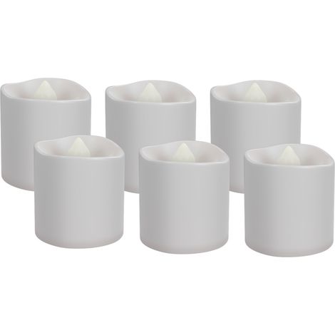 Gooby 64603 Velas de té LED con mando a distancia/velas con parpadeo realista/decoración LED/interior/función temporizador/velas sin llama/recargables mediante USB / 6 piezas