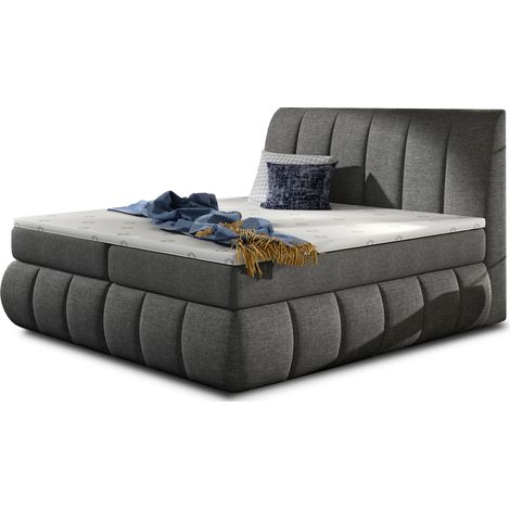 Lit continental tissu gris foncé Florencia-180x200 (1/5)