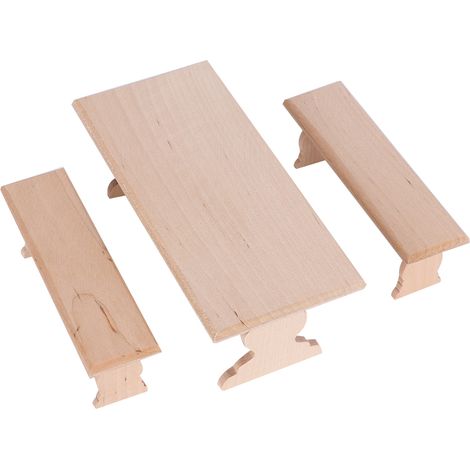 Table de salon et banc en bois miniature 1/12 pour maison de poupée, set mobilier modèle accessoire (1/5)
