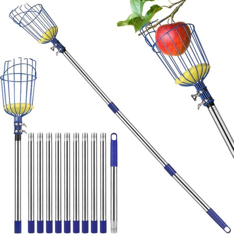4.2 m Telescopic Fruit Picking Tool with Stainless Steel Basket, Telescopic Fruit Picking for Harvesting Apples, Cherries, Pears, Peaches (1/5)