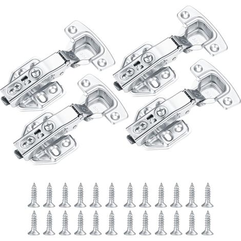 Lot de 4 charnières pour portes de meubles de cuisine, charnières à fermeture amortie pour portes de placards et d'armoires, charnières pour portes p