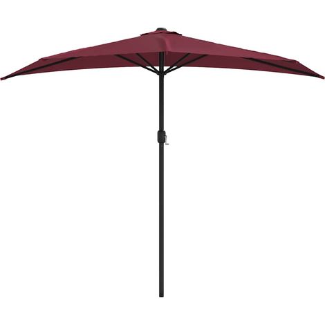 vidaXL Balcony Parasol with Aluminium Pole Bordeaux Red 270x144x222 cm Half