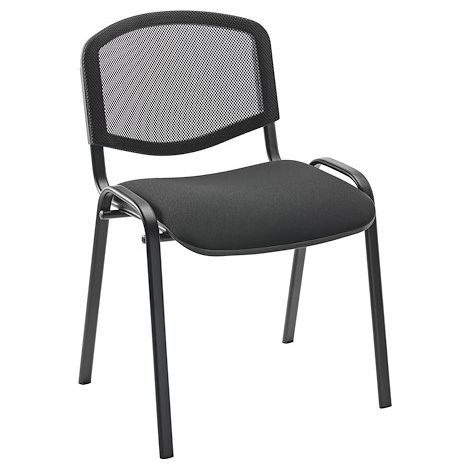 Chaise Conférence dossier maille assise noire - Maxiburo (1/3)