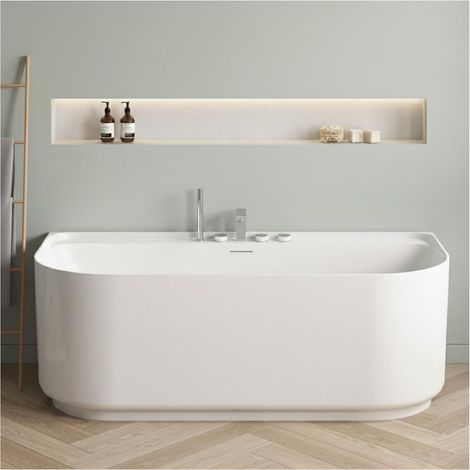 EQUINOXE 170 cm weiße wandmontierte Acrylbadewanne