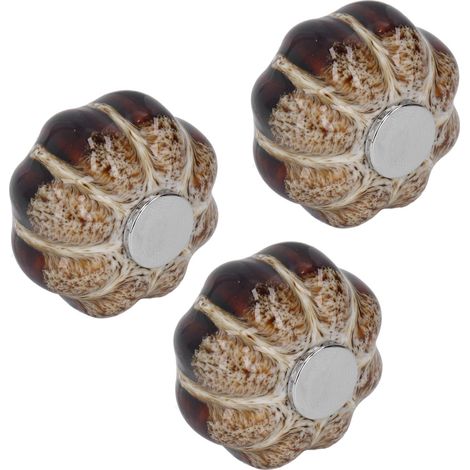 3 Pièces Boutons Poignées Céramique Citrouille Vintage pour Cuisine Armoire Tiroir Placard Argenté (1/5)