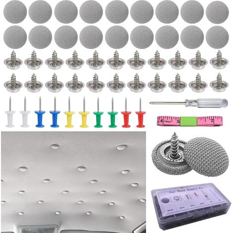 Lot de 65 Kit de Réparation de Ciel de Toit Voiture, 65 Rivets de Réparation Universels avec Épingles, 1 Tournevis et 1 Mètre Ruban pour Toutes Voitures, Camions (1/5)
