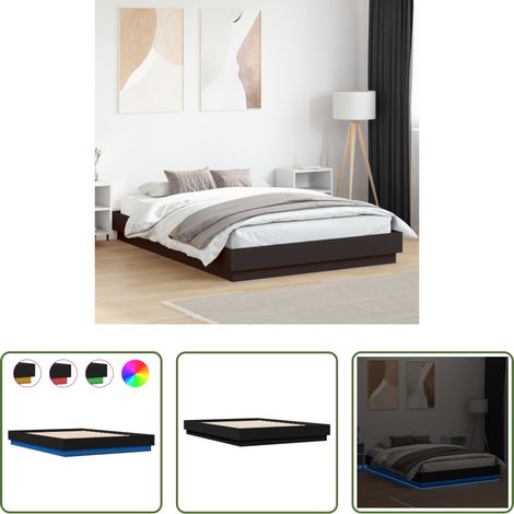 LED-Leuchten - Bettgestell mit LED ohne Matratze Schwarz 150x200 cm (1/5)