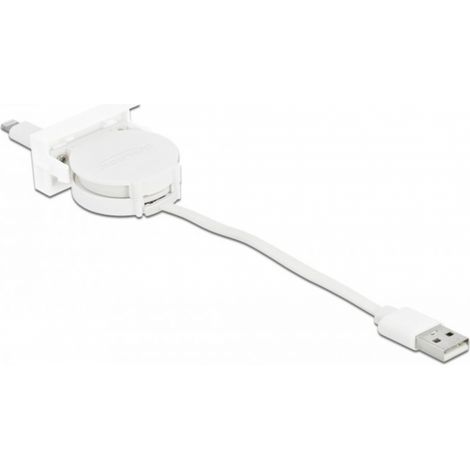 Delock Easy 45 Modul USB 2.0 Ausrollkabel USB Typ-A zu 8 Pin Lightning Stecker weiß