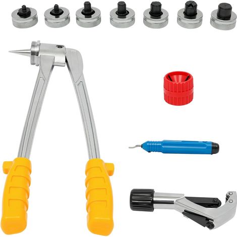 HAUTOUR Kit d'expandeur de tube manuel avec 7 têtes d'expansion, adapté tuyaux cuivre aluminium acier 10-28 mm (0,4-1,1 pouce), outil agrandisseur de tube avec étui de transport (1/5)
