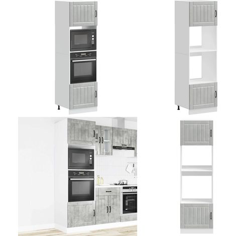 Armarios para horno 2 unidades "Lucca" de madera de ingeniería gris hormigón - Armarios de horno - Armarios de cocina