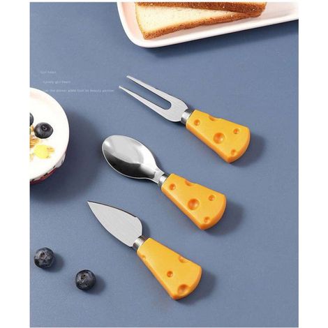 3 pièces de couverts mignons pour enfants en acier inoxydable avec manche PP couteau à beurre et coupe-fromage pour cuisine salle à (1/4)