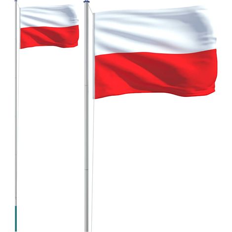 Drapeau de la Pologne et mât 6,08 m Aluminium (1/5)