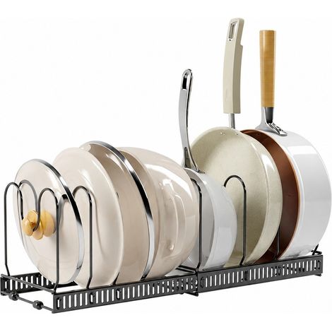 Étagère de rangement extensible pour casseroles, noir obsidien, 7 boucles, réglable, organisateur de cuisine de comptoir (1/5)