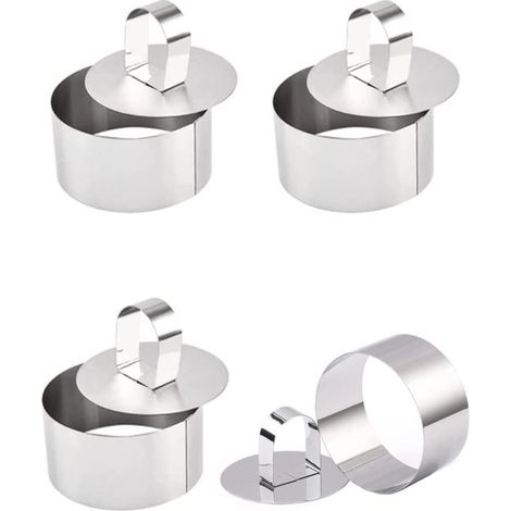 Teglia rotonda per torte, anello da forno 4 pezzi Anello per meringa Teglia rotonda per torte in acciaio inox Teglia per cheesecake Mini anello da forno Pasta per muffin pancake pancake