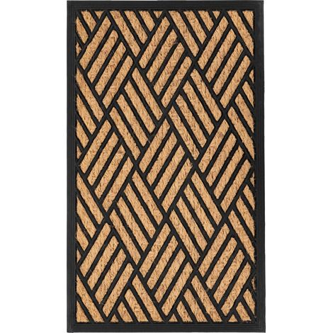 Paillasson coco caoutchouc antidérapant absorbant beige - 75 x 45 cm (1/5)