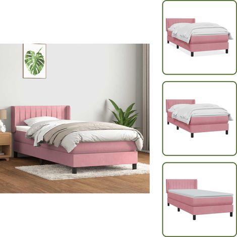 Boxspringbett mit Matratze Rosa 80x220 cm Samt - Boxspringbett - Boxspringbetten - Bett - Schlafzimmerbett (1/5)