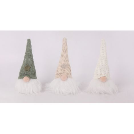 Dekofigur Zwerg 19 x 7 cm grün beige weiß 3-fach sortiert Weihnachtscharaktere